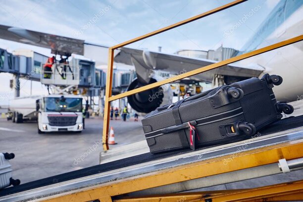 Operatori di handling che gestiscono i bagagli vicino a un aeromobile